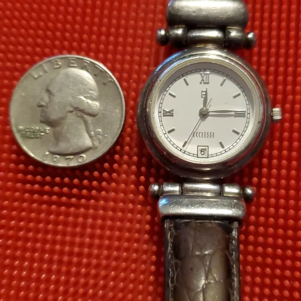 Vintage Ecclissi 925 Sterling Silver Ladies Watch Date Function 116 New Battery‎